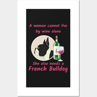 Humorous French Bulldog and Wine Posters and Art